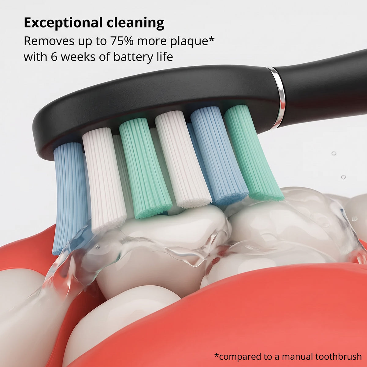 Sonic toothbrush heads cleaning between the teeth